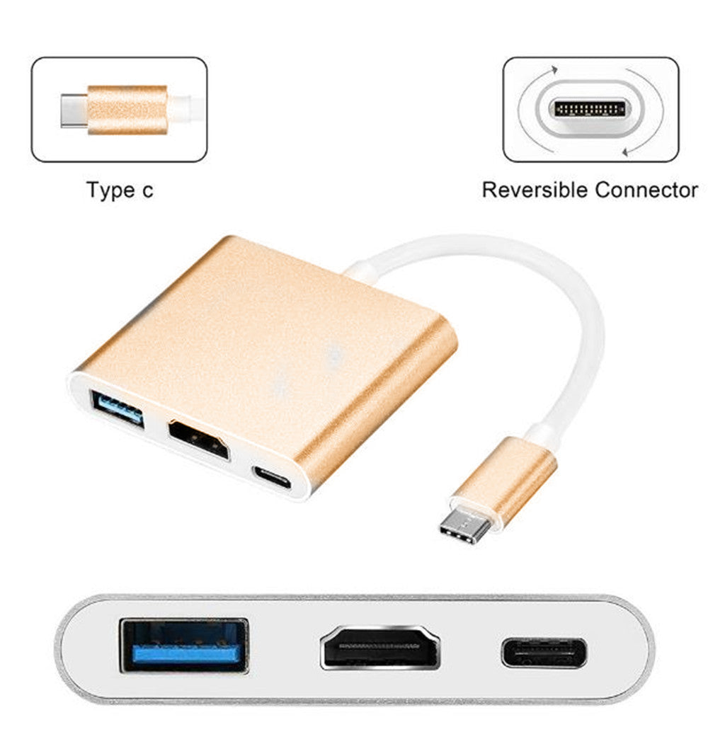 Convertisseur adaptateur hub multiport USB-C vers HDMI 3 en 1 Convertisseur adaptateur hub multiport USB-C vers HDMI 3 en 1